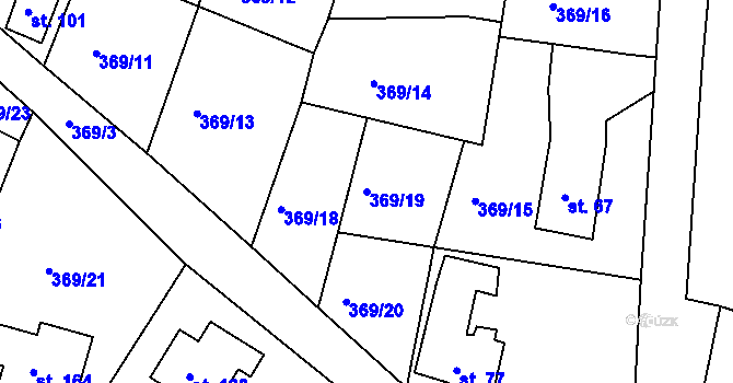 Parcela st. 369/19 v KÚ Veselá u Rokycan, Katastrální mapa