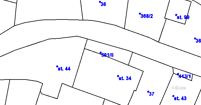 Parcela st. 391/5 v KÚ Veselá u Rokycan, Katastrální mapa