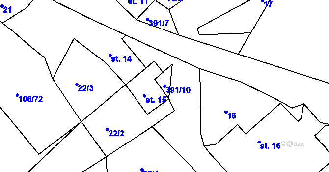 Parcela st. 391/10 v KÚ Veselá u Rokycan, Katastrální mapa