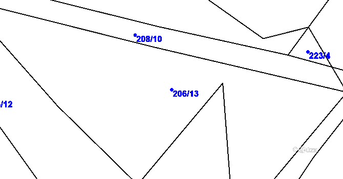 Parcela st. 206/13 v KÚ Veselá u Rokycan, Katastrální mapa