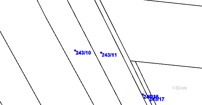 Parcela st. 243/11 v KÚ Veselá u Rokycan, Katastrální mapa