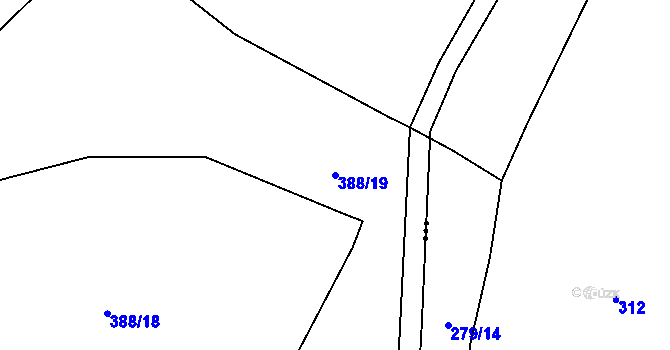Parcela st. 388/19 v KÚ Veselá u Rokycan, Katastrální mapa