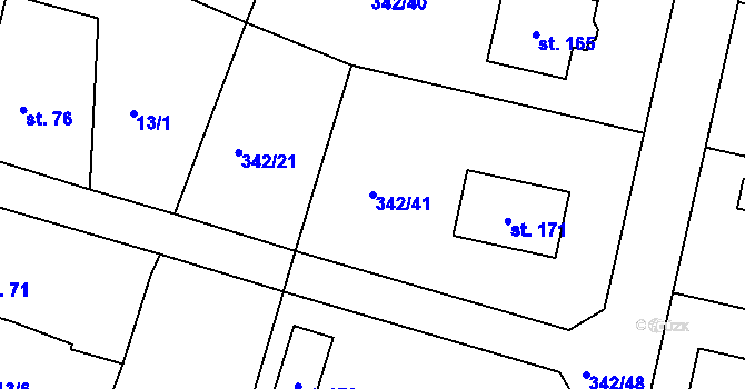 Parcela st. 342/41 v KÚ Veselá u Rokycan, Katastrální mapa