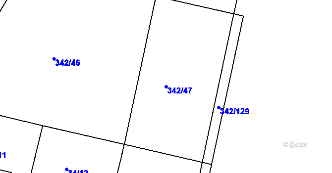Parcela st. 342/47 v KÚ Veselá u Rokycan, Katastrální mapa