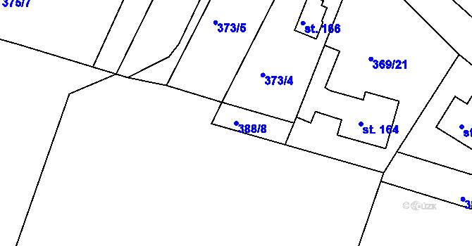 Parcela st. 388/8 v KÚ Veselá u Rokycan, Katastrální mapa