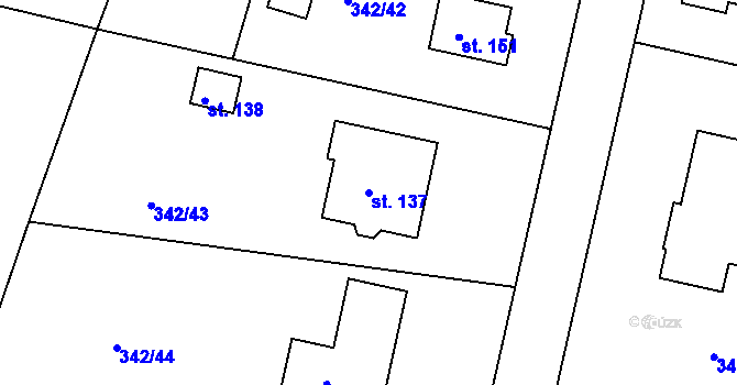 Parcela st. 137 v KÚ Veselá u Rokycan, Katastrální mapa