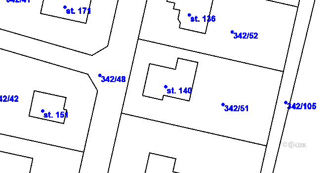Parcela st. 140 v KÚ Veselá u Rokycan, Katastrální mapa