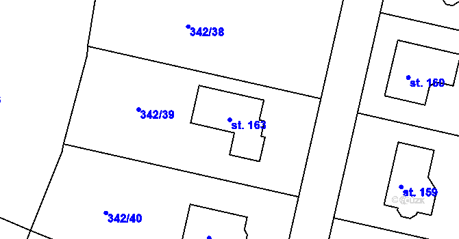 Parcela st. 163 v KÚ Veselá u Rokycan, Katastrální mapa