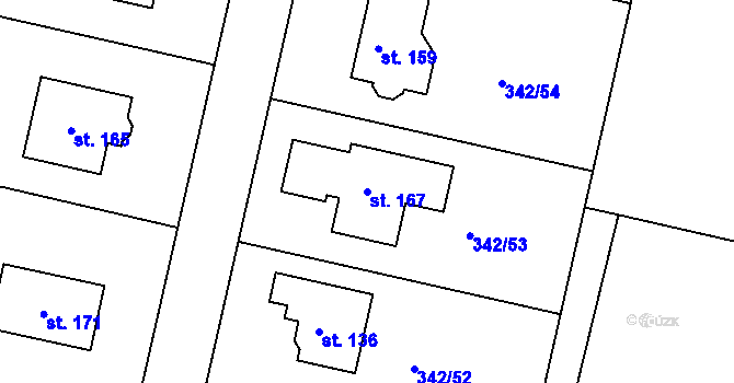 Parcela st. 167 v KÚ Veselá u Rokycan, Katastrální mapa
