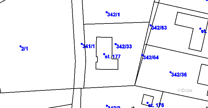 Parcela st. 177 v KÚ Veselá u Rokycan, Katastrální mapa