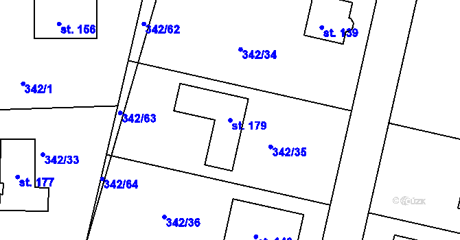 Parcela st. 179 v KÚ Veselá u Rokycan, Katastrální mapa