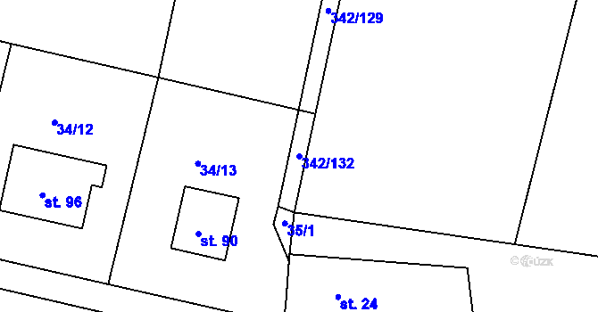 Parcela st. 342/132 v KÚ Veselá u Rokycan, Katastrální mapa