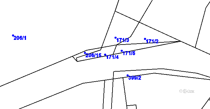 Parcela st. 171/4 v KÚ Veselá u Rokycan, Katastrální mapa