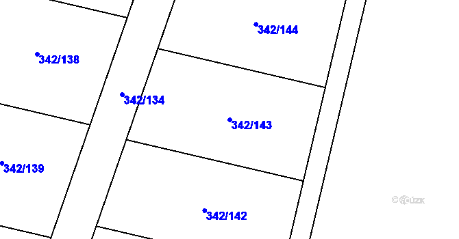 Parcela st. 342/143 v KÚ Veselá u Rokycan, Katastrální mapa
