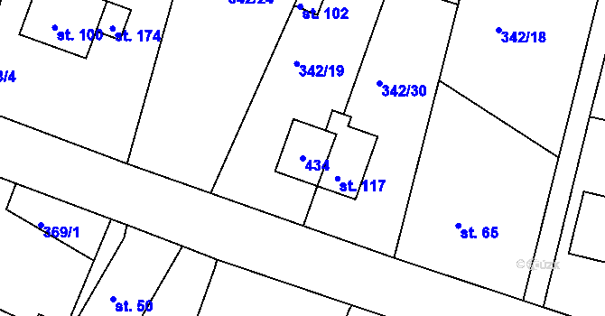 Parcela st. 434 v KÚ Veselá u Rokycan, Katastrální mapa