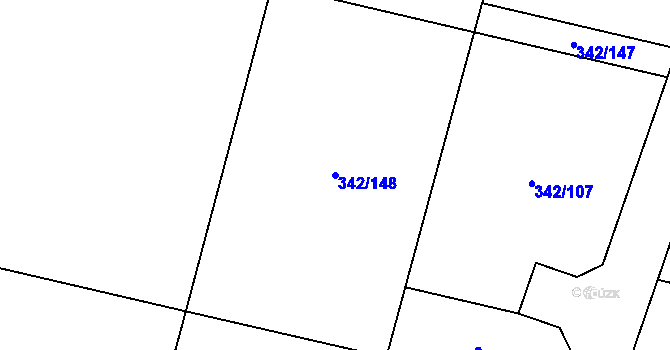 Parcela st. 342/148 v KÚ Veselá u Rokycan, Katastrální mapa