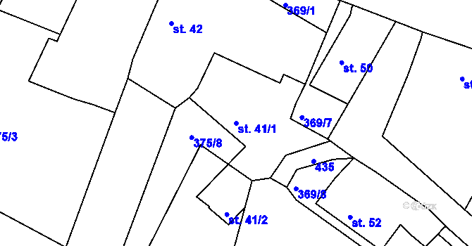 Parcela st. 41/1 v KÚ Veselá u Rokycan, Katastrální mapa
