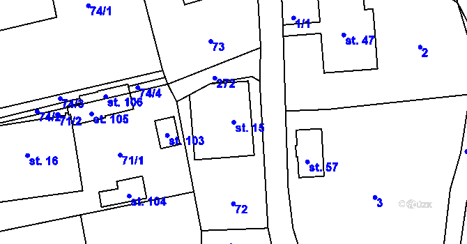 Parcela st. 15 v KÚ Kotelsko, Katastrální mapa