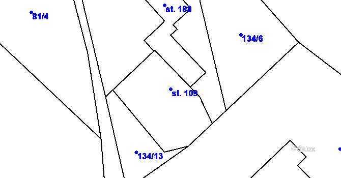 Parcela st. 109 v KÚ Veselá u Semil, Katastrální mapa