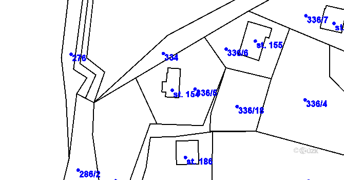 Parcela st. 154 v KÚ Veselá u Semil, Katastrální mapa