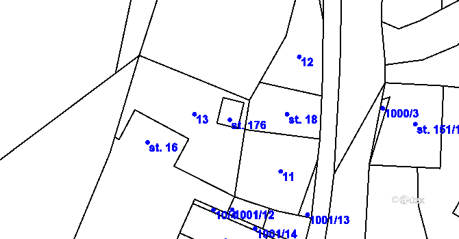 Parcela st. 176 v KÚ Veselá u Semil, Katastrální mapa