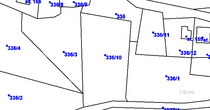 Parcela st. 336/10 v KÚ Veselá u Semil, Katastrální mapa