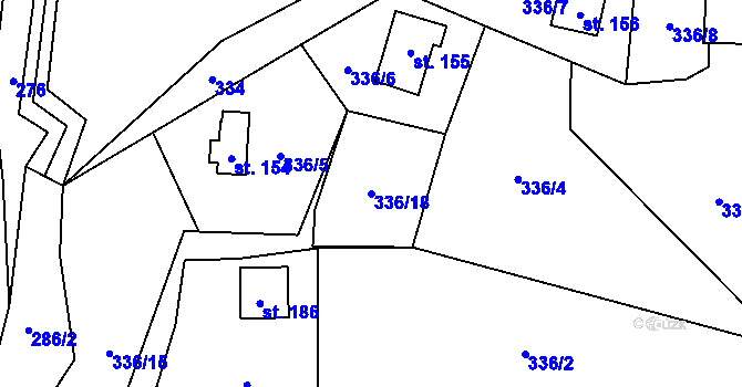 Parcela st. 336/18 v KÚ Veselá u Semil, Katastrální mapa