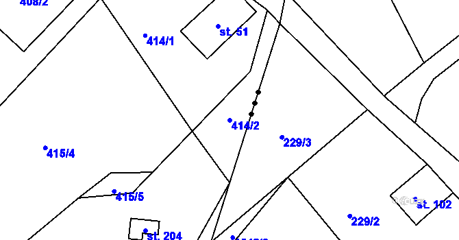 Parcela st. 414/2 v KÚ Veselá u Semil, Katastrální mapa