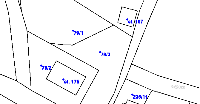 Parcela st. 79/3 v KÚ Veselá u Semil, Katastrální mapa