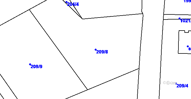 Parcela st. 209/8 v KÚ Veselá u Semil, Katastrální mapa