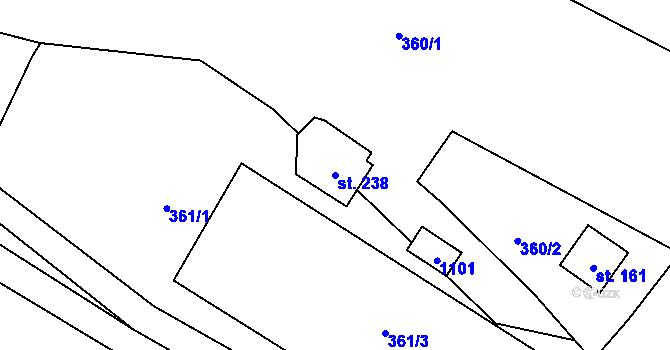 Parcela st. 238 v KÚ Veselá u Semil, Katastrální mapa