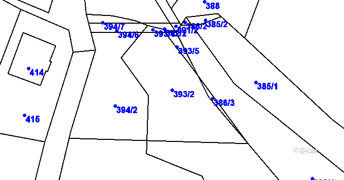 Parcela st. 393/2 v KÚ Veselá u Zlína, Katastrální mapa