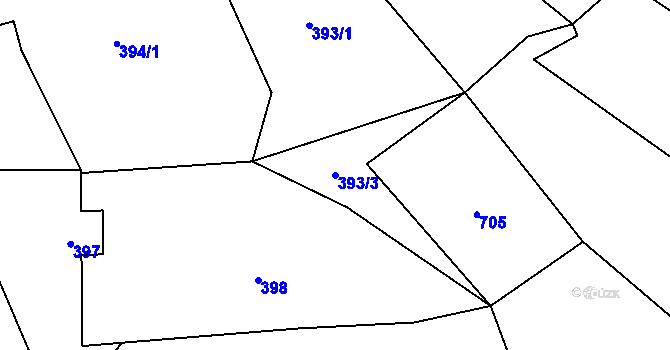 Parcela st. 393/3 v KÚ Veselá u Zlína, Katastrální mapa