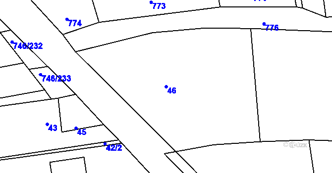 Parcela st. 46 v KÚ Veselá u Zlína, Katastrální mapa
