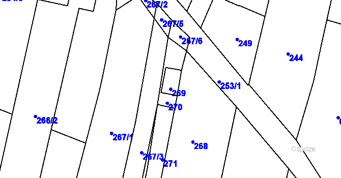 Parcela st. 269 v KÚ Veselá u Zlína, Katastrální mapa