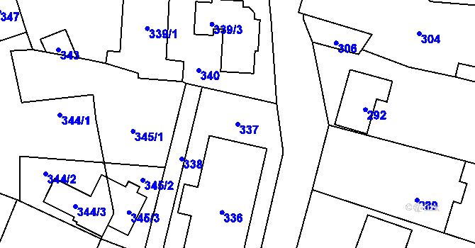 Parcela st. 337 v KÚ Veselá u Zlína, Katastrální mapa