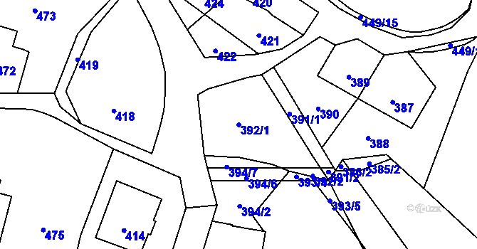 Parcela st. 392 v KÚ Veselá u Zlína, Katastrální mapa