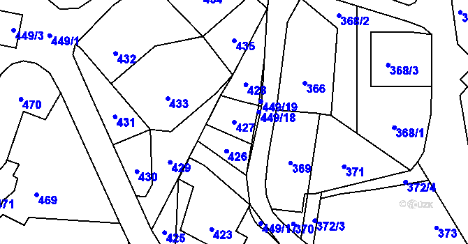 Parcela st. 427 v KÚ Veselá u Zlína, Katastrální mapa