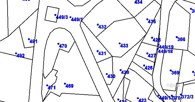 Parcela st. 431 v KÚ Veselá u Zlína, Katastrální mapa