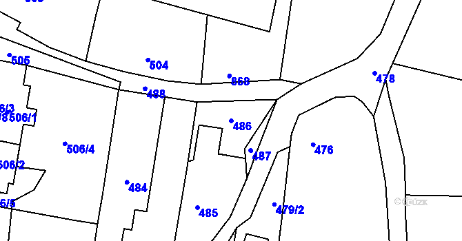 Parcela st. 486 v KÚ Veselá u Zlína, Katastrální mapa