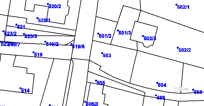 Parcela st. 503 v KÚ Veselá u Zlína, Katastrální mapa