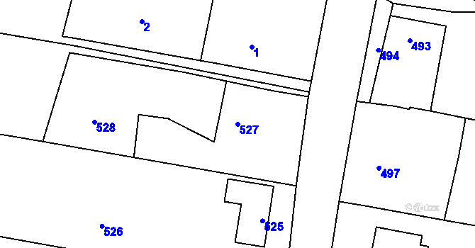 Parcela st. 527 v KÚ Veselá u Zlína, Katastrální mapa