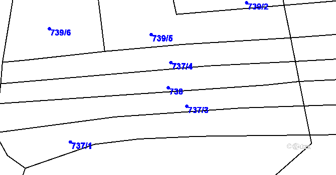 Parcela st. 738 v KÚ Veselá u Zlína, Katastrální mapa
