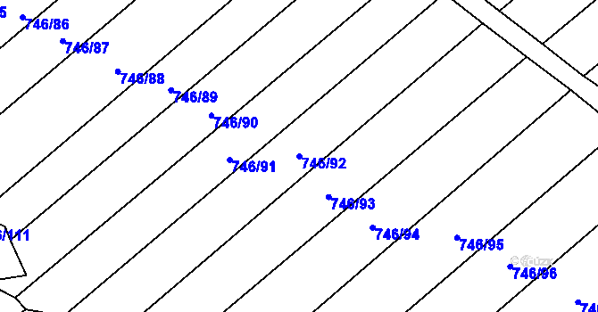 Parcela st. 746/92 v KÚ Veselá u Zlína, Katastrální mapa