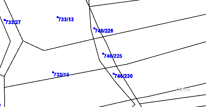 Parcela st. 746/225 v KÚ Veselá u Zlína, Katastrální mapa