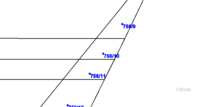 Parcela st. 756/10 v KÚ Veselá u Zlína, Katastrální mapa