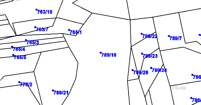 Parcela st. 789/18 v KÚ Veselá u Zlína, Katastrální mapa