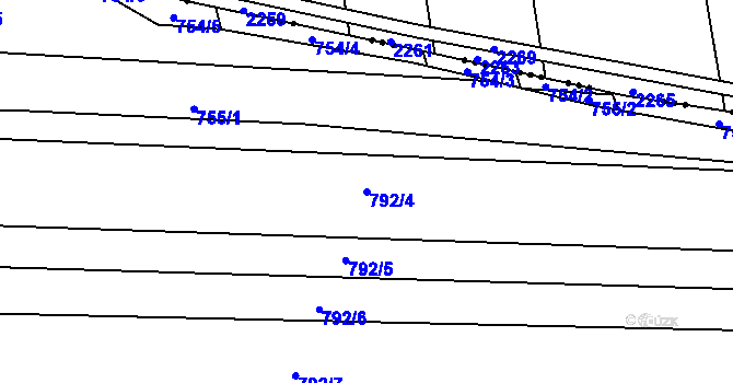 Parcela st. 792/4 v KÚ Veselá u Zlína, Katastrální mapa