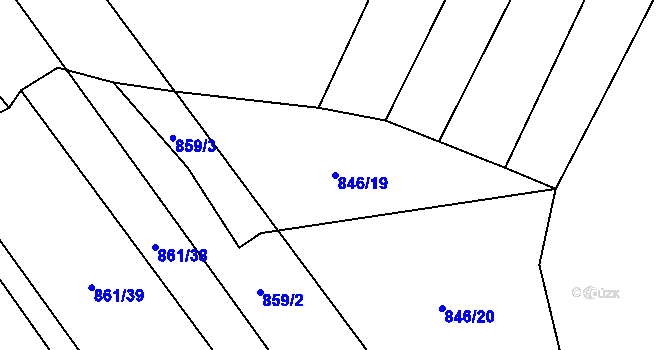 Parcela st. 846/19 v KÚ Veselá u Zlína, Katastrální mapa