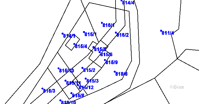 Parcela st. 815/6 v KÚ Veselá u Zlína, Katastrální mapa
